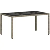 Furnicato Gartentisch Mit Glasplatte Hellgrau 150x90x75 Cm Poly Rattan