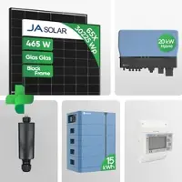 Solplanet PV Anlage 30.225 kWp – 65× Ja 465W Black Frame Glas-Glas JAM54D40 LR & ASW020K-TH Hybrid mit Ai-HB G2 Pro Speicher Notstrom Netzunabhängig - inkl. 0 % MwSt. für Privatkunden