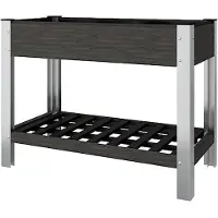 Markenlos Hochbeet mit Ablage grau 100x50x75cm WPC-Möbel