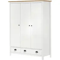 Markenlos Kleiderschrank mit 3 Türen Hill Range Weiß 127x50x170 cm Kiefer
