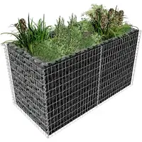 Markenlos Gabion Hochbeet aus Stahl 180x90x100 cm in Silber