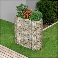 Markenlos Gabionen-Hochbeet aus verzinktem Eisen, 120 x 50 x 100 cm