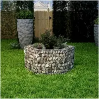 Markenlos Gabionenbeet, sechseckig, 100 x 90 x 50 cm, für aromatische Pflanzen im Hausgarten