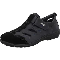 Rohde Herren Leder Slipper Halbschuhe Klettverschluss Rostock 1233, Größe:44 EU, Farbe:Schwarz
