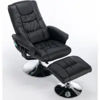 Aiorber Massagesessel,mit Fußhocker,360° Drehung,135° Neigung, Massage&Heizung, PolyurethanPolsterung&Chrombasis, Wohnzimmer,Arbeitszimmer,79x79x106cm,Schwarz