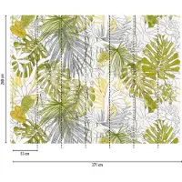 Profhome 382321-GU Fototapete Dschungel Matt Grün Weiß Grau Gelb 3,71 m x 2,8 m 0,53 m x 20,10 m 10,39 m2 Grün