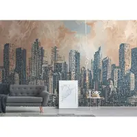 Profhome 393331-GU Fototapete Architektur Matt Orange Grau Blau 3,71 m x 2,8 m 0,53 m x 20,10 m 10,39 m2 Orange