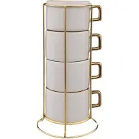 Secret De Gourmet Filiżanki ceramiczne na stojaku ARYA, 170 ml, 4 sztuki