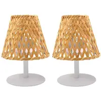 Lumisky kabellose Tischlampen IBIZA, Höhe 26 cm Bambus Beige