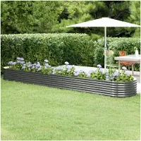 Markenlos Hochbeet aus pulverbeschichtetem Stahl, 440 x 80 x 36 cm, grau