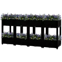 Markenlos Hochbeet aus Polypropylen, 2 Höhen, für Garten, Balkon, Terrasse, Schwarz, 160x40x71 cm