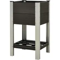 Markenlos Hochbeet mit Ablage 50x50x90 cm WPC Grau