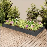 Markenlos Hochbeet mit Einsatz grau 240x120x25cm aus massivem Tannenholz