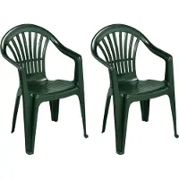 Mojawo 2er Stapelstuhl Bistrostuhl Gartenstuhl ALTEA Grün Kunststoff