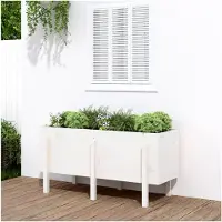 Markenlos Hochbeet Weiß 121x50x57 cm aus massivem Kiefernholz, Palettenrahmen, Hochteich, Gemüsebeet, Kräuterregal für Balkon, Blumenbeet, Kräuterspirale, Tomatenbeet, Pflanzhochbeet