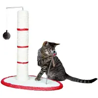 Markenlos Kratzstamm Scratch Me 50 cm kleine Kratzsäule für Katzen mit Spielzeug, Natursisal, stabil und komfortabel