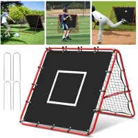 Vigevee 2er Set doppelseitiges Fußball-Rückprallnetz 120 x 120 cm mit 420D-Zielplane, verstellbarer Winkel, klappbar, Trainingsnetz für Garten und Fußballtraining