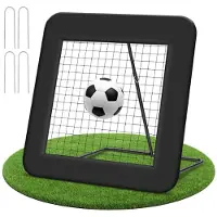 Vigevee 2er Set verstellbares Fußball-Rückprallnetz 1 m mit Stahlfedern, Einzelpfosten und PE-Netz, Winkel 40-110°, Trainingsnetz für Garten und Fußballtraining