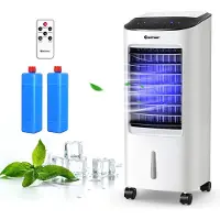 GIANTEX 4 in 1 Luftkühler mit Wasser, ohne Abluftschlauch, mobiles Klimaanlage mit 3 Modi/7L Tank/7,5H Timer/3 Geschwindigkeiten