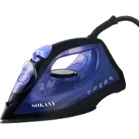SOKANY , Dampfbügeleisen 1600W mit Keramiksohle und 190ml Tank, Schwarz / Blau