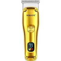 SOKANY , Kabelloser Haar und Barttrimmer mit LED Display, Weiß / Gold