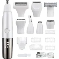 Aiorber Elektrischer Rasierer für Frauen, 8 in 1, nass & trocken, wiederaufladbar, LED-Power-Anzeige, 18,5x 5,3x 3,3 cm, Weiß