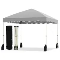GIANTEX 3 x 3m Pop-up-Pavillon, Einfach aufzustellendes Shelter mit Rolltasche, 8 Heringen, 4 Ankern, 4 Windseilen, 4 Sandsäcken, Schwerlast-Outdoor-Zelt