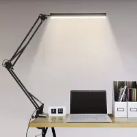 Aiorber LED Schreibtischlampe Dimmbar, 80 LEDs, 3 Lichtmodi, 10 Helligkeiten, 10W, USB, Aluminium, Augenschutz, Klemme