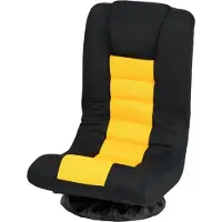 GIANTEX Klappbarer Bodensessel, 360° drehbarer Gaming-Stuhl mit 4-fach verstellbarem Rückenlehne, Nackenpolster & Metallbasis, mit Schwamm gepolsterter, Gelb