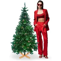 Frankystar Prancer - Tannenbaum mit Schnee und Tannenzapfen ø85 x150H cm, 450 Spitzen und 32 Zapfen