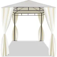 Frankystar Gartenpavillon 3x2 M aus Schmiedeeisen eleganter Gartenpavillon komplett mit Seitenvorhøngen ecru Farbe
