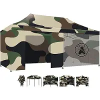 Frankystar Taman 3x6 - Faltbarer Gartenpavillon mit Seitenteilen und Moskitonetz Camouflage