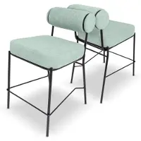 Frankystar Sapporo - Set mit 2 Design-Hockern aus Metall und Samt Corduroy