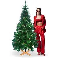 Frankystar Prancer - Tannenbaum mit Schnee und Tannenzapfen ø100 x 180H cm, 750 Spitzen und 60 Zapfen