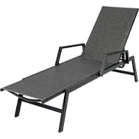 GIANTEX Terrassenliege aus Rattan, Liegestuhl für den Außenbereich, Sonnenliege mit 5-fach verstellbarer Rückenlehne & robustem Metallgestell für Strand, Hof