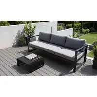 Teileplus24 Terrassentisch Gartentisch Metall Loungemöbeltisch Korrosionsfrei UV-Beständig, Farbe:Schwarz 57x57cm