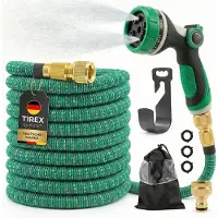 Xonic TIREX by Flexibler Gartenschlauch mit 10 verschiedenen Strahlarten – leichter Wasserschlauch flexibel mit 3-fach Latexkern – dehnbarer Flexschlauch / Gartenschlauch flexibel (Grün, 45m)
