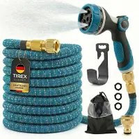 Xonic TIREX by Flexibler Gartenschlauch mit 10 verschiedenen Strahlarten – leichter Wasserschlauch flexibel mit 3-fach Latexkern – dehnbarer Flexschlauch / Gartenschlauch flexibel (Blau, 22,5m)