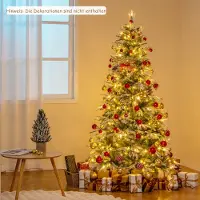 GIANTEX 190 cm beleuchteter Weihnachtsbaum mit 280 warmweißen LED-Lichtern, schneebedeckter Festtagsbaum mit 765 Spitzen & 62 Tannenzapfen & Metallständer