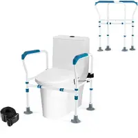 GIANTEX 6-fach hoehenverstellbare Aufstehhilfe Toilette WC Aufstehhilfe mit Armlehnen ohne Bohren Toiletten Stützgestell Haltegriff für Bad mit verstellbarer Breite WC-Stützhilfe rutschfest