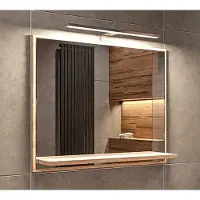 Hajduk furniture LED-Badspiegel mit Ablage 60x50 cm Sonoma – Badezimmerspiegel Wandspiegel