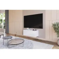 Hajduk furniture Hängendes TV Lowboard Hochglanz Weiß 90 cm, TV Schrank grifflos, Push-to-Open, Wohnzimmer