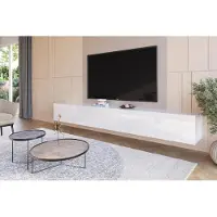 Hajduk furniture Hängendes TV Lowboard Hochglanz Weiß 270 cm (3x90), TV Schrank grifflos, Push-to-Open
