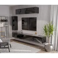 Hajduk furniture Wohnwand Hochglanz Schwarz 270 cm, TV Lowboard 3x90 cm + 2x Wandschrank 90 cm + 105 cm