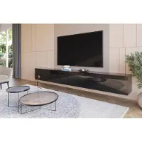 Hajduk furniture Hängendes TV Lowboard Hochglanz Schwarz 270 cm (3x90), TV Schrank grifflos, Push-to-Open