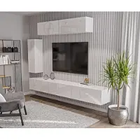 Hajduk furniture Wohnwand Hochglanz Weiß 270 cm, TV Lowboard 3x90 cm + 2x Wandschrank 90 cm + 105 cm