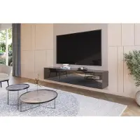 Hajduk furniture Hängendes TV Lowboard Hochglanz Schwarz 180 cm (2x90), TV Schrank grifflos, Push-to-Open