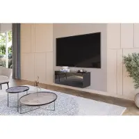 Hajduk furniture Hängendes TV Lowboard Hochglanz Schwarz 90 cm, TV Schrank grifflos, Push-to-Open