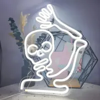 Kopper-24 NEON LED Licht, dekorative Wand-Leuchte, Skelett, ca. 29 x 41,5 x 2 cm