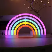 Kopper-24 NEON LED Licht, dekorative Wand-Leuchte, Regenbogen bunt, ca. 38 x 19 x 2 cm